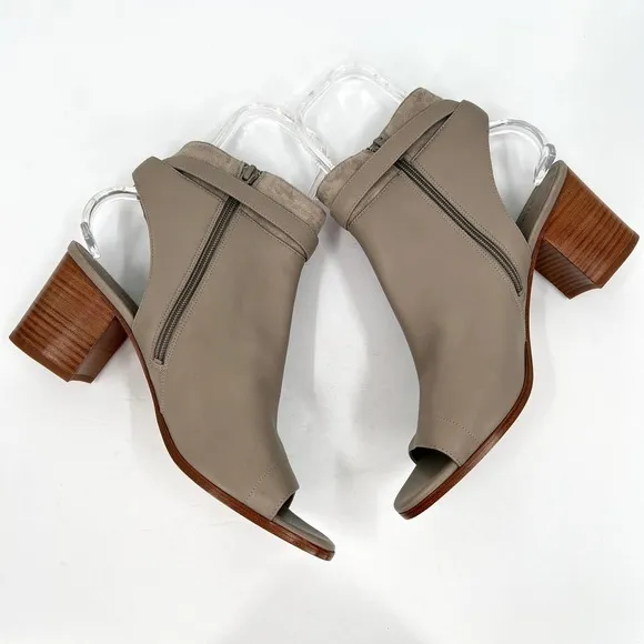 VINCE Shoes Womens 11 41 Taupe Gray Jane Open Toe Sandal Bootie Woodsmoke Heel
