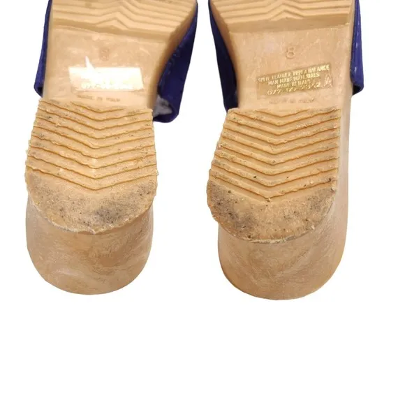 Vintage 80s 90s Purple Suede Clogs Sandals Size 8 Low Heel Shoes Made in Italy