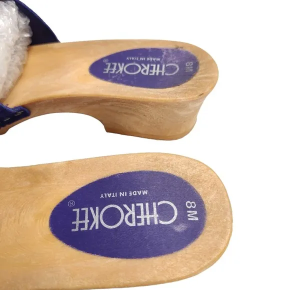 Vintage 80s 90s Purple Suede Clogs Sandals Size 8 Low Heel Shoes Made in Italy
