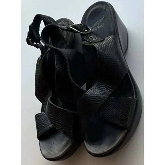 Vintage Dansko Womens Black Lizard Leather Women’s Sz 5.5 Sling Back Sandals