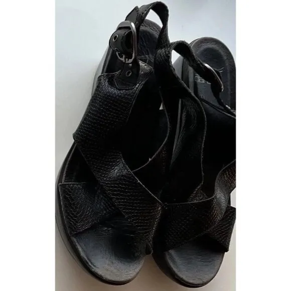Vintage Dansko Womens Black Lizard Leather Women’s Sz 5.5 Sling Back Sandals