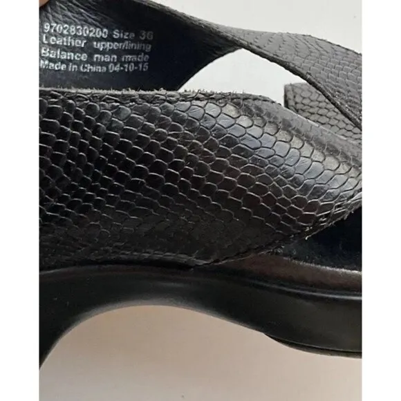 Vintage Dansko Womens Black Lizard Leather Women’s Sz 5.5 Sling Back Sandals
