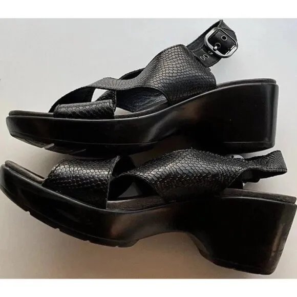 Vintage Dansko Womens Black Lizard Leather Women’s Sz 5.5 Sling Back Sandals