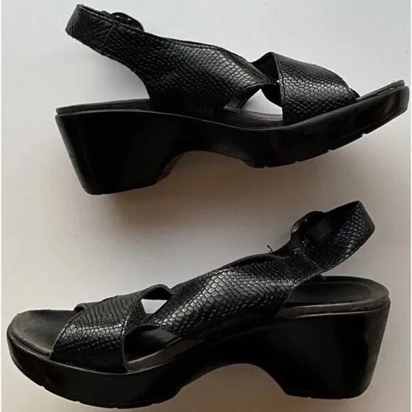 Vintage Dansko Womens Black Lizard Leather Women’s Sz 5.5 Sling Back Sandals