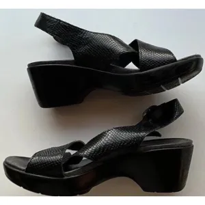 Vintage Dansko Womens Black Lizard Leather Women’s Sz 5.5 Sling Back Sandals