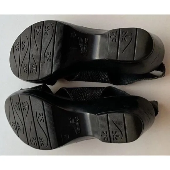 Vintage Dansko Womens Black Lizard Leather Women’s Sz 5.5 Sling Back Sandals