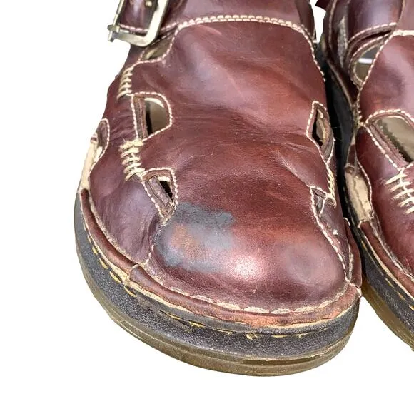 Vintage Dr. Martens Mens Brown Leather Strappy Clog Sandals Size US 11