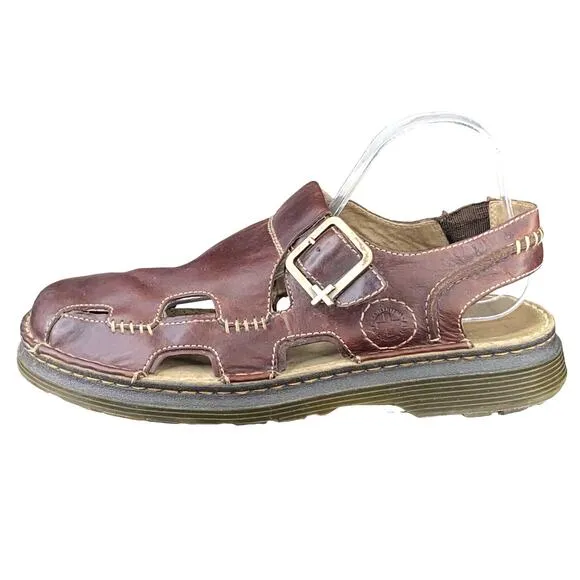 Vintage Dr. Martens Mens Brown Leather Strappy Clog Sandals Size US 11