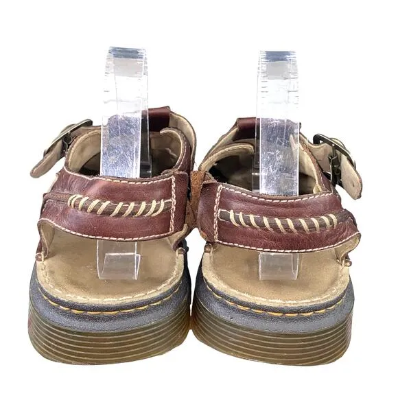 Vintage Dr. Martens Mens Brown Leather Strappy Clog Sandals Size US 11