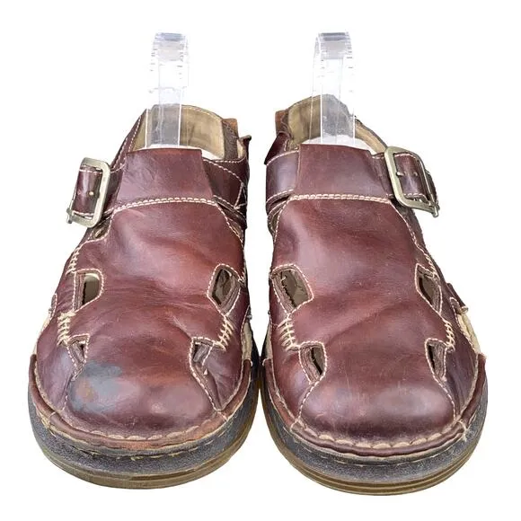 Vintage Dr. Martens Mens Brown Leather Strappy Clog Sandals Size US 11