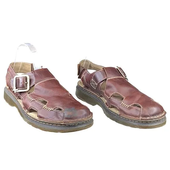 Vintage Dr. Martens Mens Brown Leather Strappy Clog Sandals Size US 11