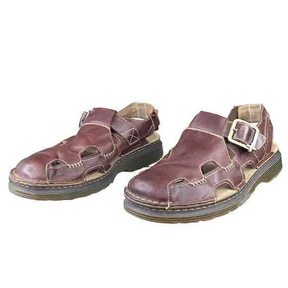 Vintage Dr. Martens Mens Brown Leather Strappy Clog Sandals Size US 11