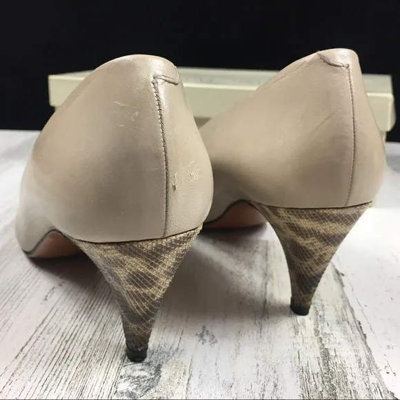 Vintage Martinez Valero Snakeskin Cap Toe Heels