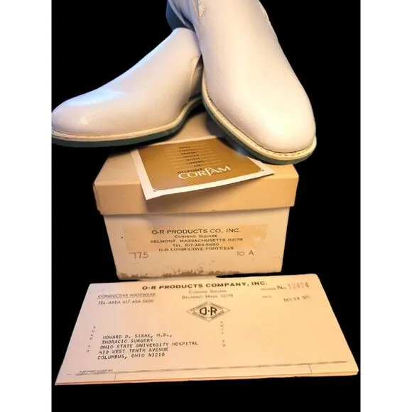 Vintage Mens O-R Surgical Loafers Shoes Conductive‎ 10 A WHITE Steri-lectron