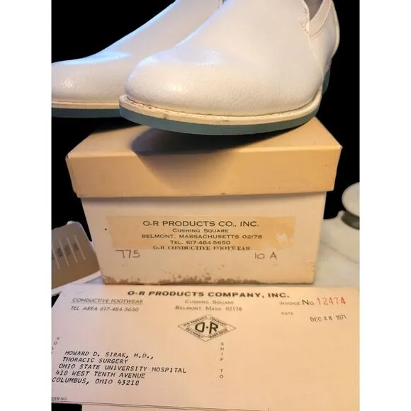 Vintage Mens O-R Surgical Loafers Shoes Conductive‎ 10 A WHITE Steri-lectron