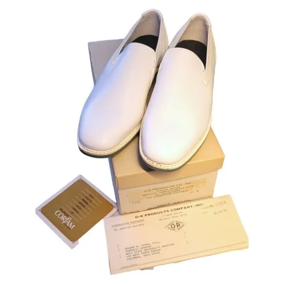 Vintage Mens O-R Surgical Loafers Shoes Conductive‎ 10 A WHITE Steri-lectron
