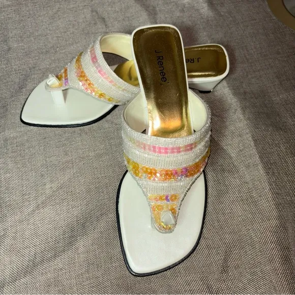 Vintage Renee Flat Thong Sling “Holly” Sandals Size 8.5