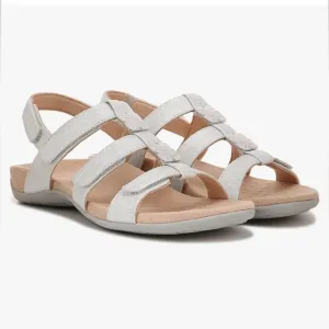 Vionic Amber Sandal Silver Metallic Linen Size 8 Strappy Adjustable