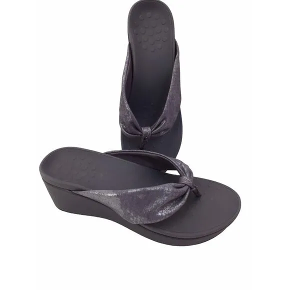 VIONIC ARABELLA BLACK ORTHOTIC WEDGE Women’s Size 9 Gray