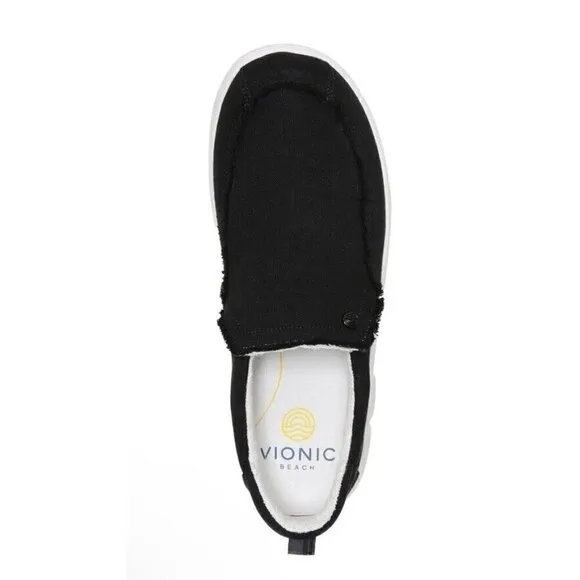 Vionic Beach Seaview Casual Mens 8 Slip Black Sneakers Arch Support New