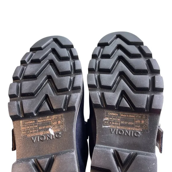 Vionic Carmen T-Strap Navy Blazer Suede Leather Loafers 6.5