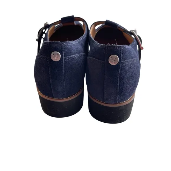 Vionic Carmen T-Strap Navy Blazer Suede Leather Loafers 6.5