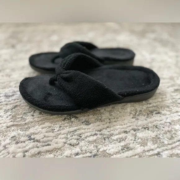Vionic Indulge Gracie Flip Flop Slippers Black Womens 9 Comfort Arch Sandals