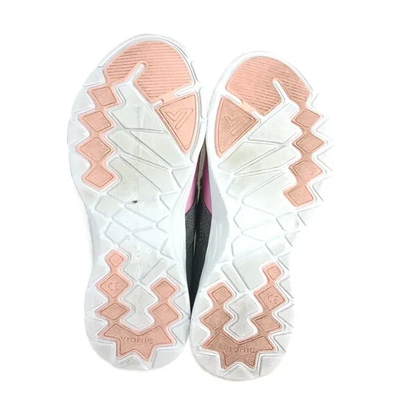 Vionic Nalia Sneakers Womens 6 Gray Pink Slip On Casual Comfort Sneakers