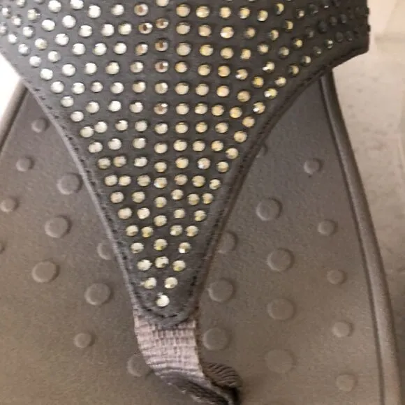 Vionic Pacific Naples Pewter Leather Thong Sandals Size 11 Wide 4041