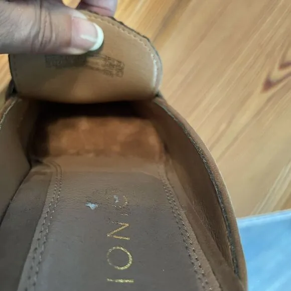 Vionic Size 6.5 Toffee Reagan Nubuck Leather Mules Tassel Slip On Loafer Comfort