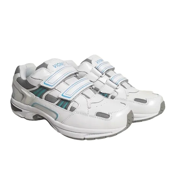 VIONIC Tabi Leather White Blue Walker Arch Support Sneakers 11W NWT