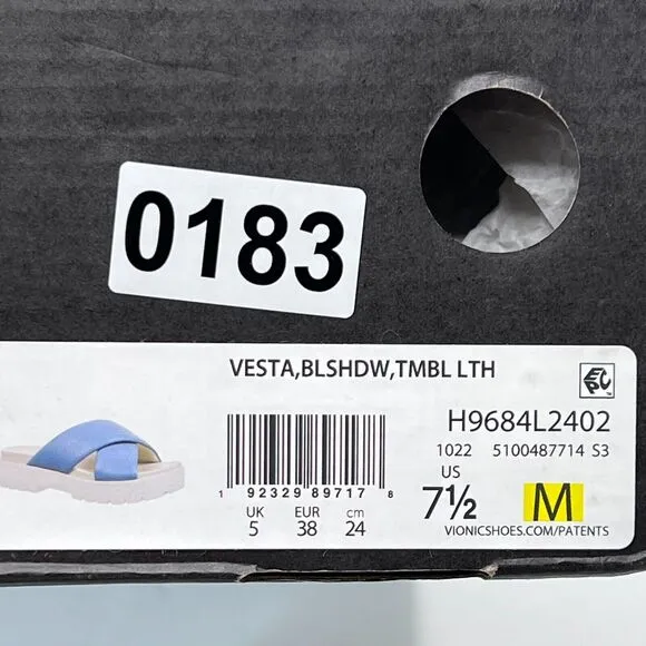 Vionic Vesta Slide Comfort Arch Support Sandal Blue Shadow H9684L2402 Women 7.5M