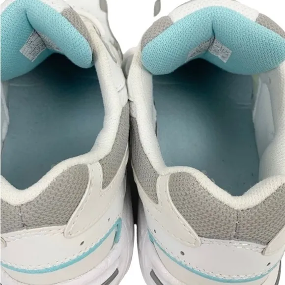 VIONIC Walking Classic Leather Sneakers White Aqua Blue Size 8.5 Medium