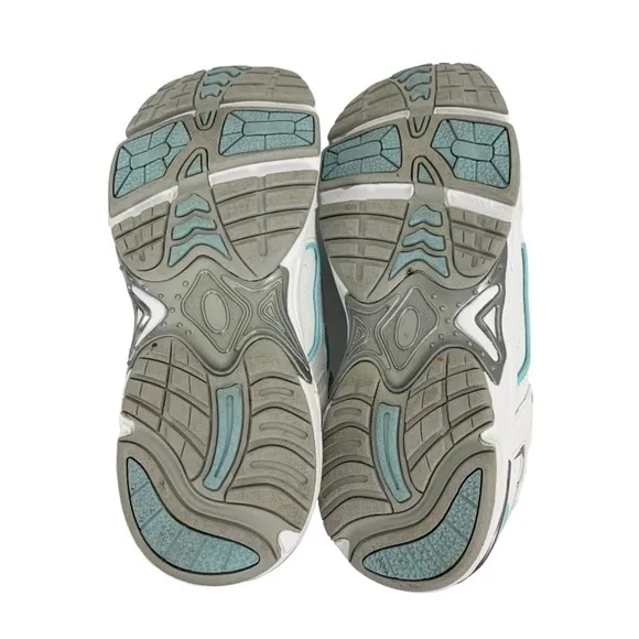 VIONIC Walking Classic Leather Sneakers White Aqua Blue Size 8.5 Medium