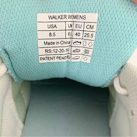 VIONIC Walking Classic Leather Sneakers White Aqua Blue Size 8.5 Medium
