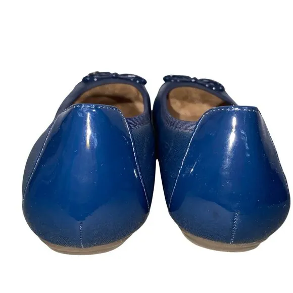 Vionic Women's Minna navy blue Napa leather cap toe ballet flat shoes women’s 8
