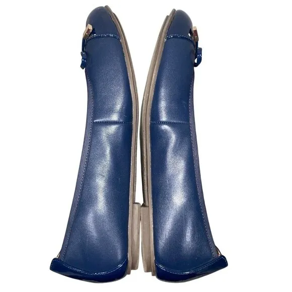 Vionic Women's Minna navy blue Napa leather cap toe ballet flat shoes women’s 8