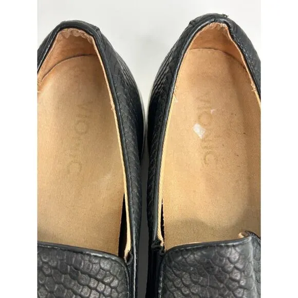 Vionic women's splendid midi slip on embossed leather black sneakers size 9