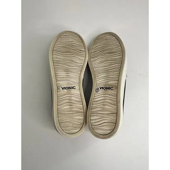 Vionic women's splendid midi slip on embossed leather black sneakers size 9