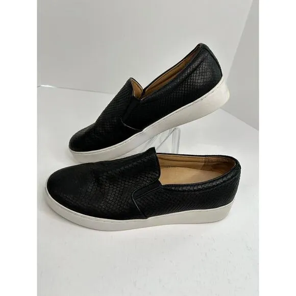Vionic women's splendid midi slip on embossed leather black sneakers size 9