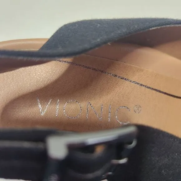Vionic Womens Coralina Espadrille Black 2.5in. Wedge Slingback Sandals Size 7