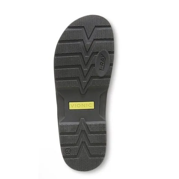 Vionic Wyatt Sandals Mens 9 Charcoal Gray Flip Flops Arch Support Orthotic‎ New