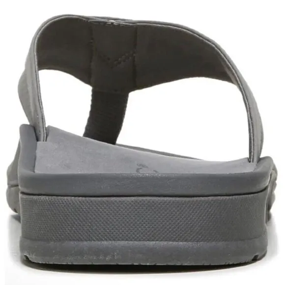 Vionic Wyatt Sandals Mens 9 Charcoal Gray Flip Flops Arch Support Orthotic‎ New