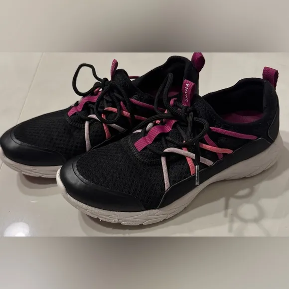 Vionic Zeliya Women's Mesh Black and Pink Lace-up Athletic Sneakers Size 8