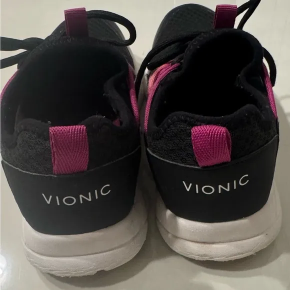 Vionic Zeliya Women's Mesh Black and Pink Lace-up Athletic Sneakers Size 8