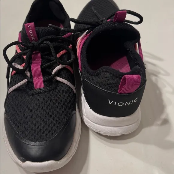 Vionic Zeliya Women's Mesh Black and Pink Lace-up Athletic Sneakers Size 8