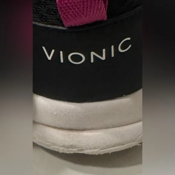 Vionic Zeliya Women's Mesh Black and Pink Lace-up Athletic Sneakers Size 8