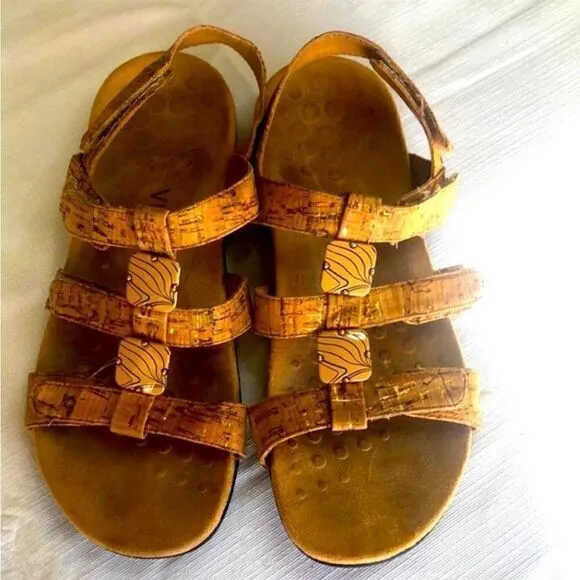 Vionic Strappy Comfort Leather Cork Sandals