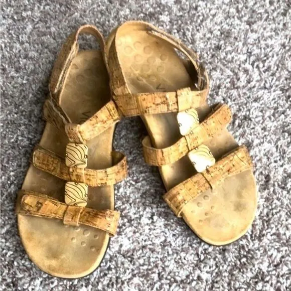 Vionic Strappy Comfort Leather Cork Sandals