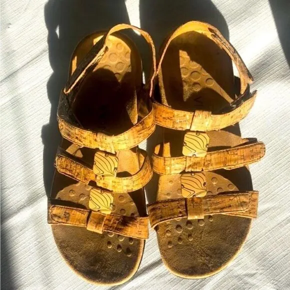 Vionic Strappy Comfort Leather Cork Sandals